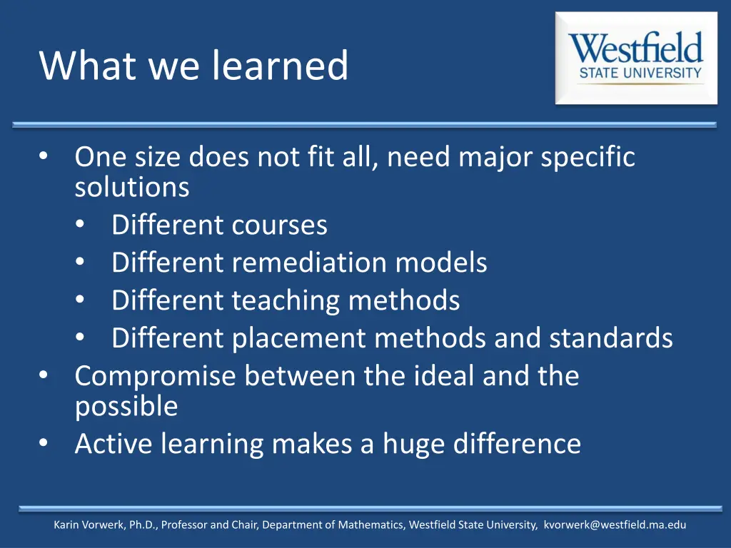 what we learned