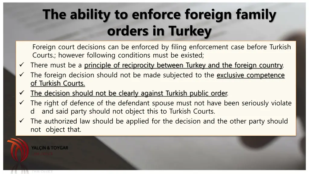 the ability to enforce foreign family orders