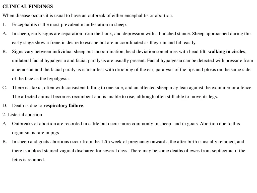 clinical findings