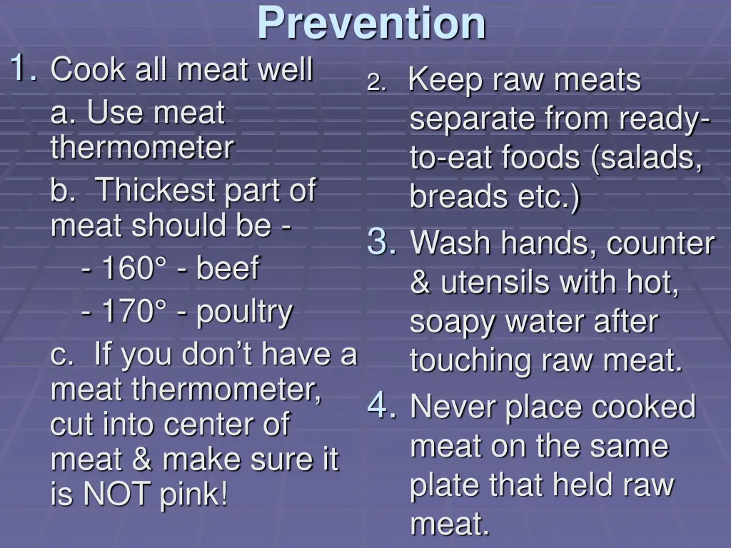 prevention 2 keep raw meats separate from ready