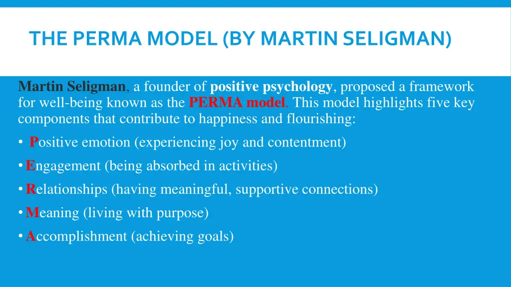 the perma model by martin seligman