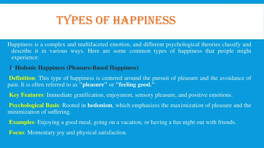 types of happiness