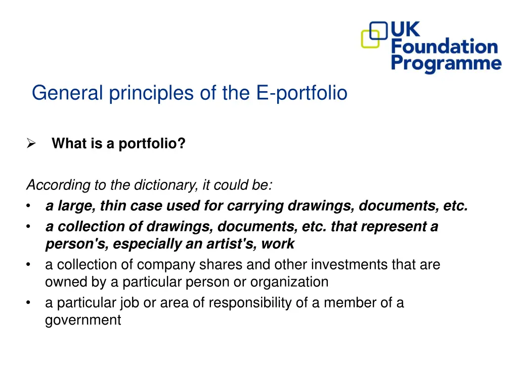 general principles of the e portfolio 1