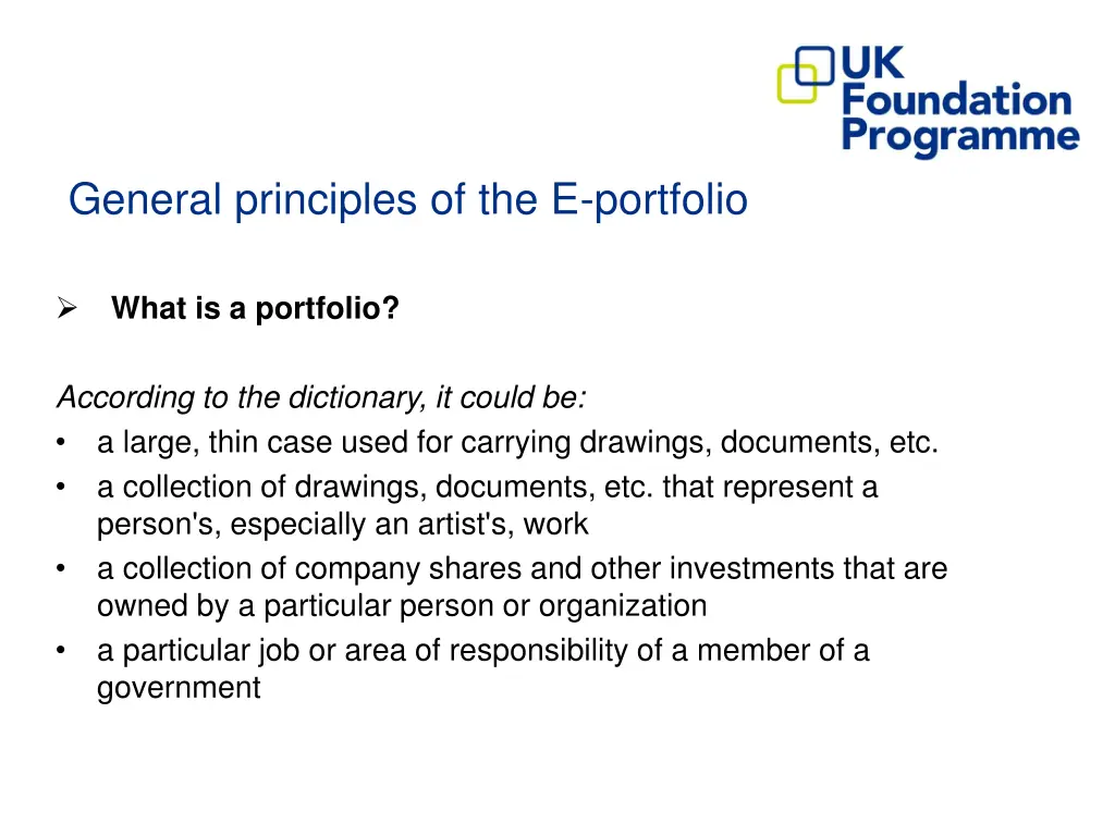 general principles of the e portfolio