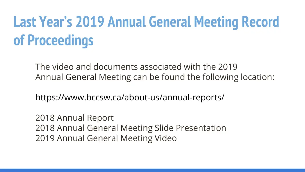 last year s 2019 annual general meeting record
