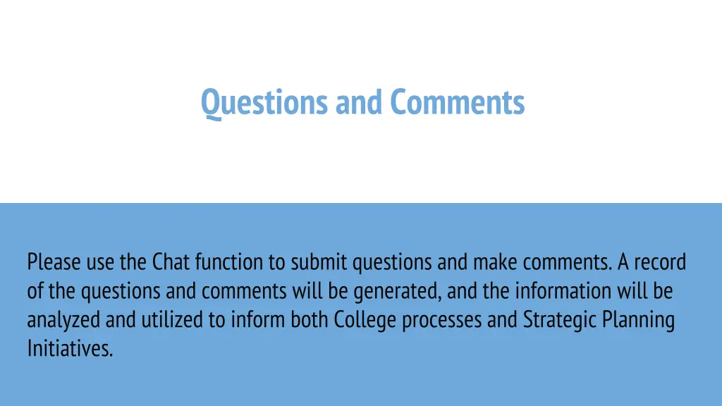 questions and comments