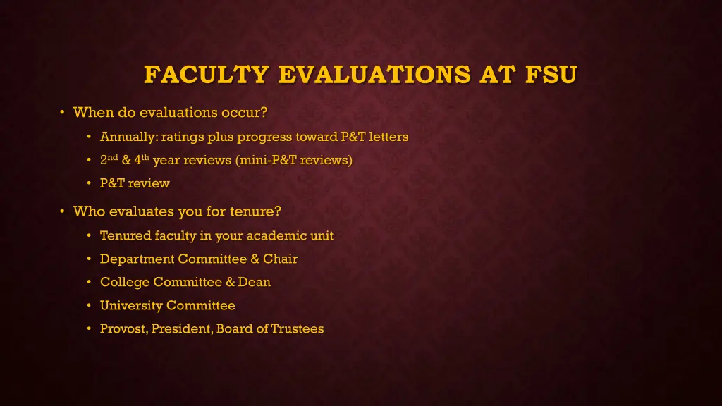 faculty evaluations at fsu