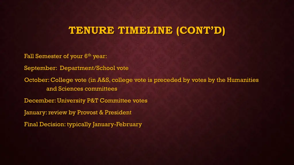 tenure timeline cont d