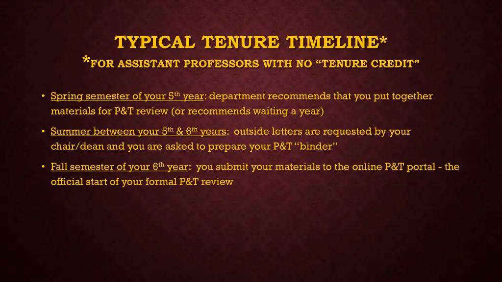 typical tenure timeline for assistant professors