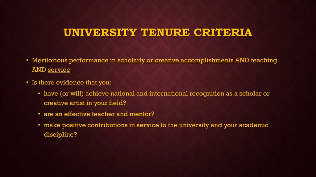 university tenure criteria
