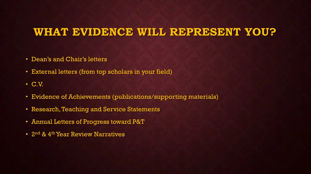 what evidence will represent you