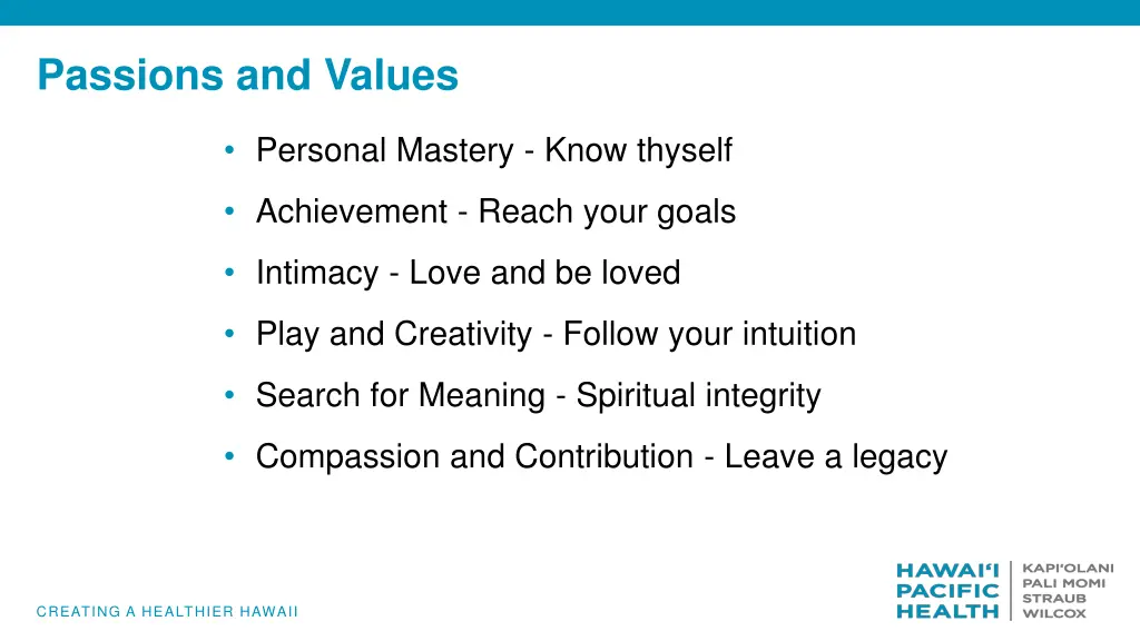 passions and values