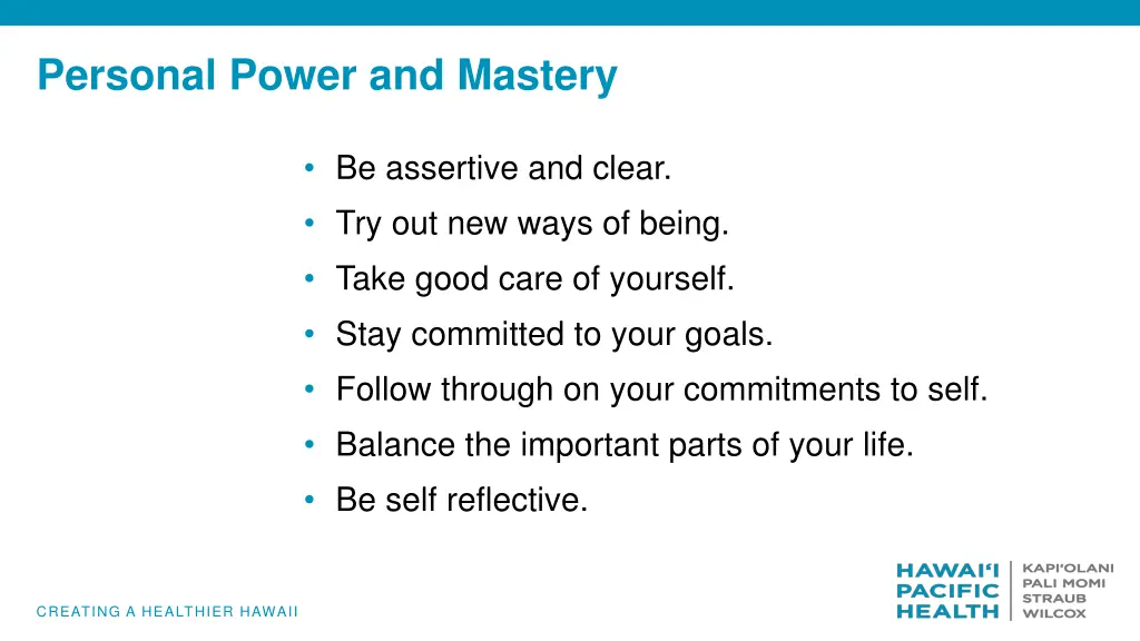 personal power and mastery