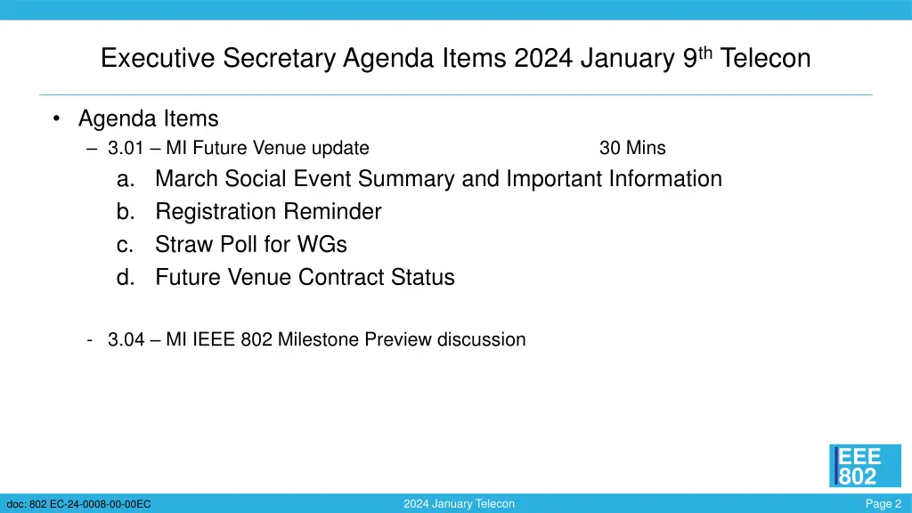 executive secretary agenda items 2024 january 1