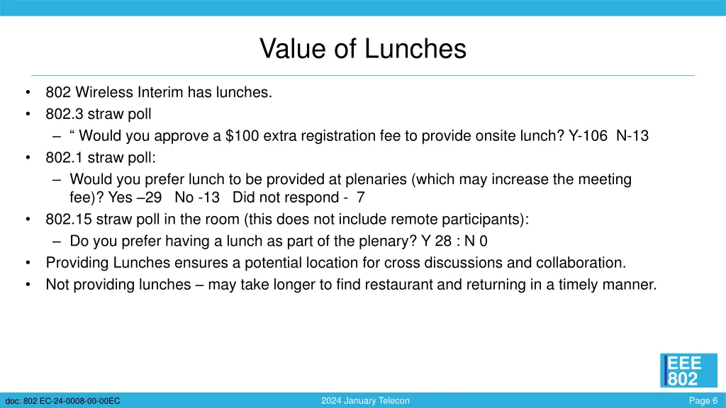 value of lunches