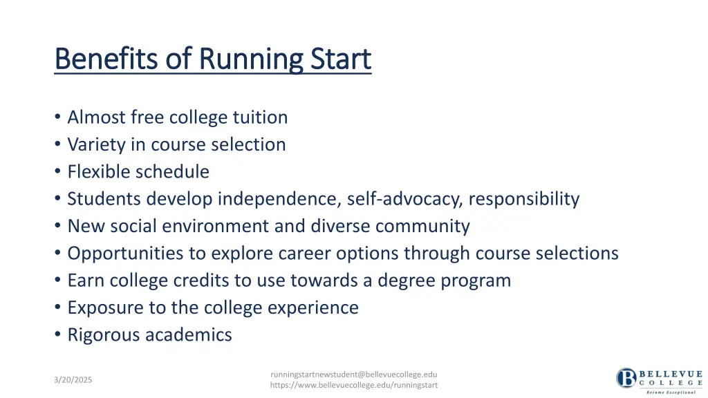 benefits of running start benefits of running