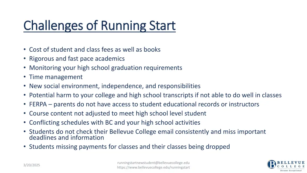 challenges of running start challenges of running