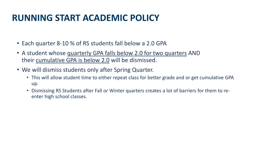 running start academic policy