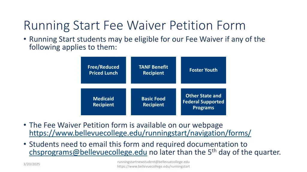 running start fee waiver petition form running