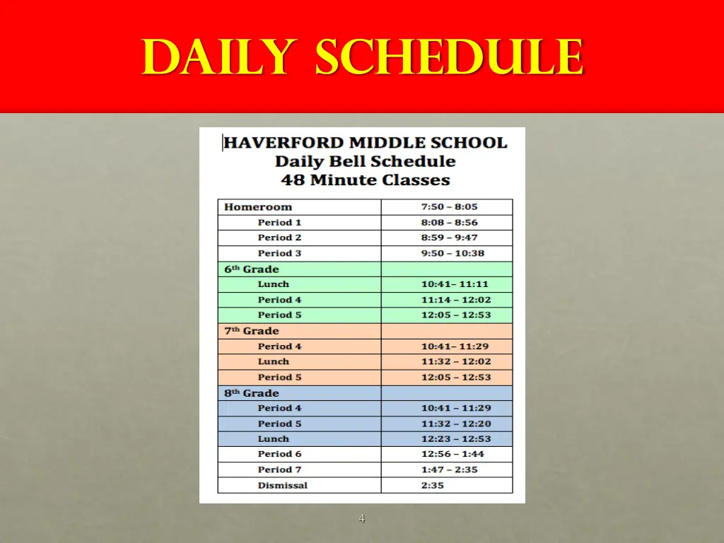 daily schedule