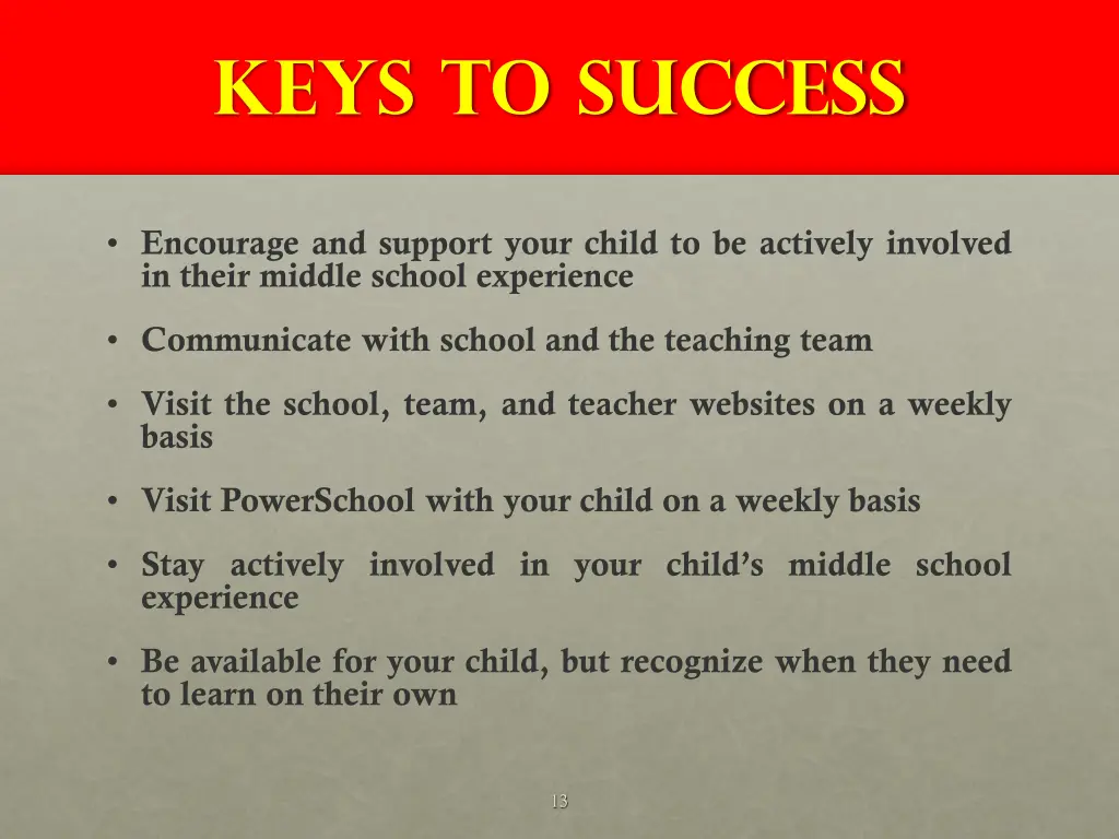 keys to success