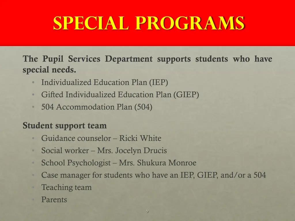 special programs