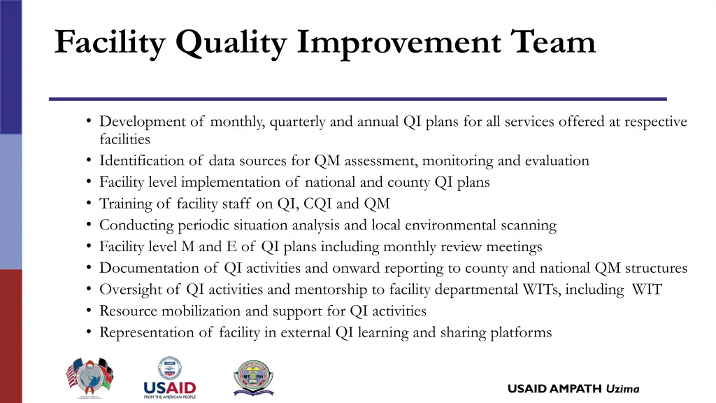 facility quality improvement team