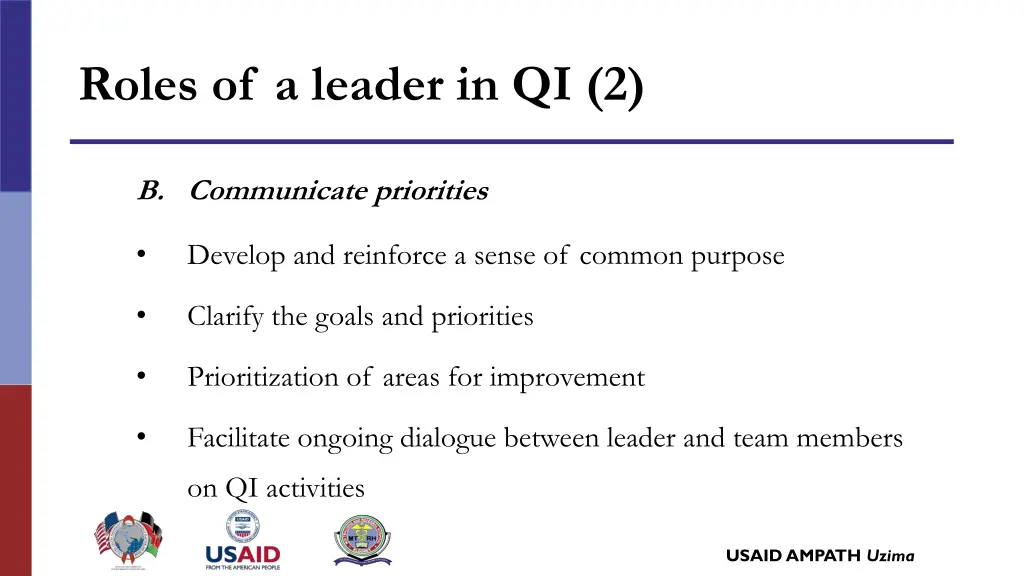 roles of a leader in qi 2