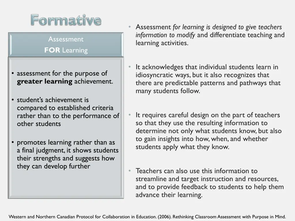 assessment for learning is designed to give