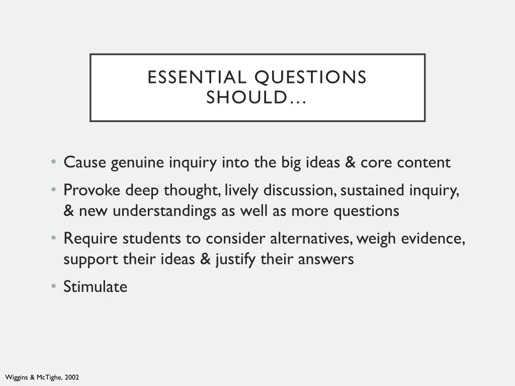 essential questions should