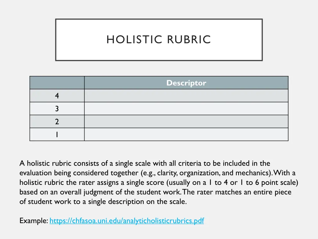 holistic rubric