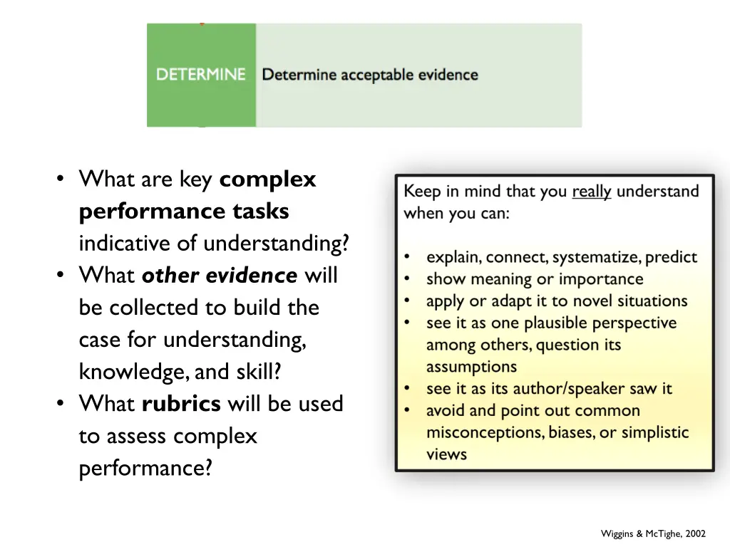 what are key complex performance tasks indicative