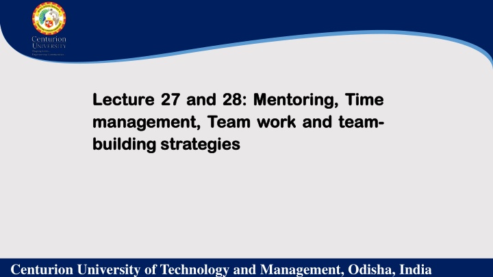 lecture lecture 27 management management team