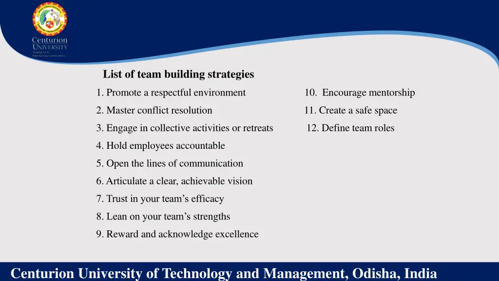 list of team building strategies