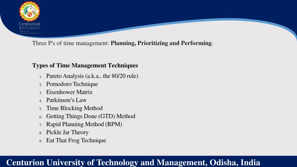 three p s of time management planning