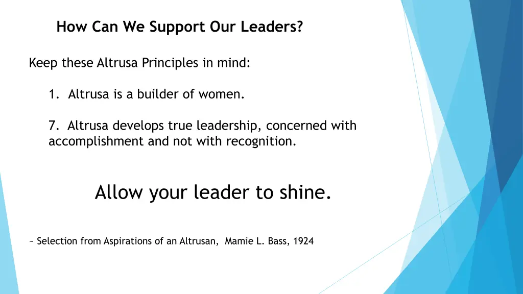 how can we support our leaders 1