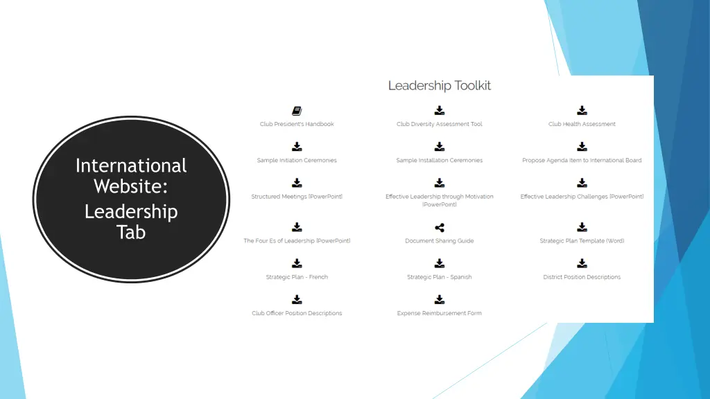 international website leadership tab
