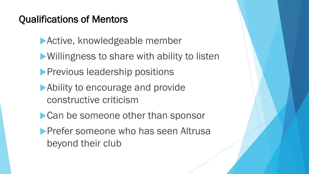 qualifications of mentors qualifications