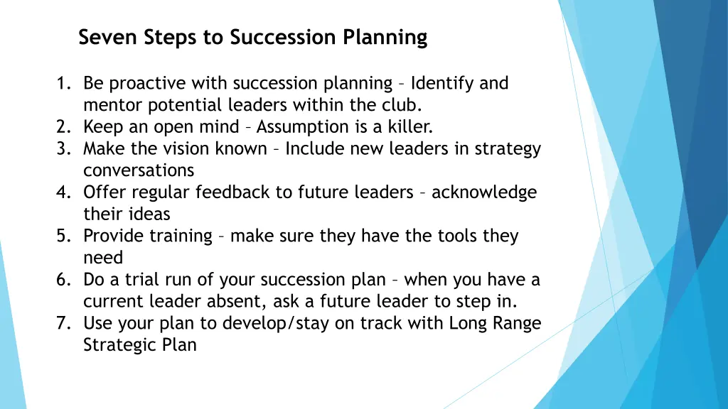 seven steps to succession planning