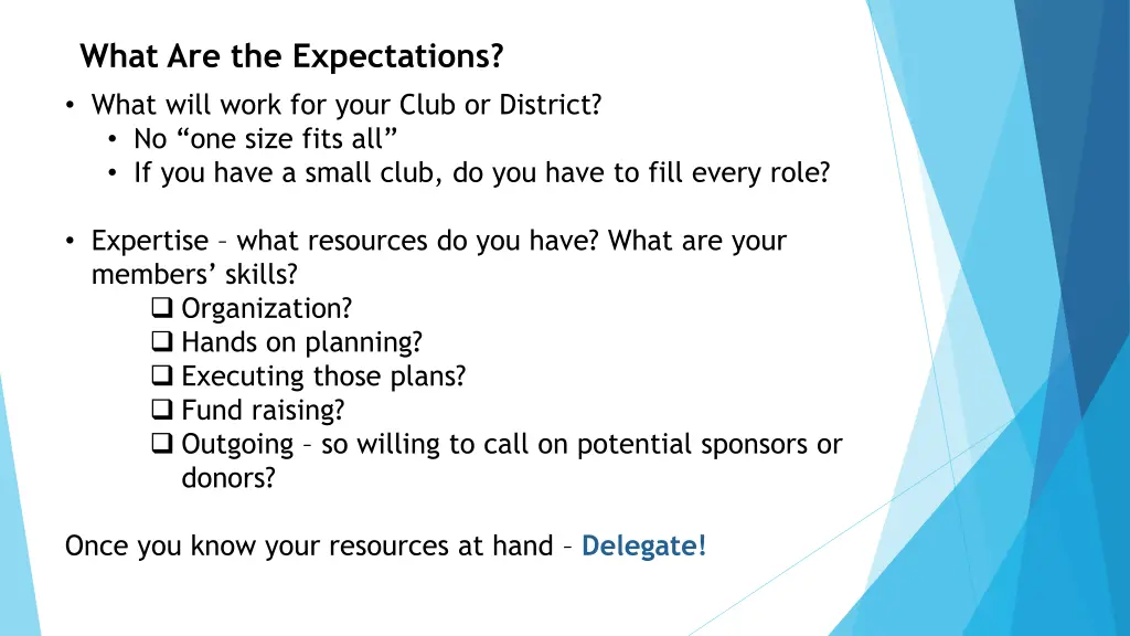 what are the expectations