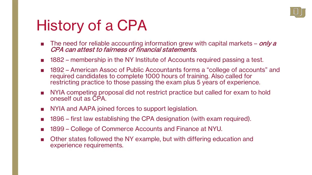history of a cpa