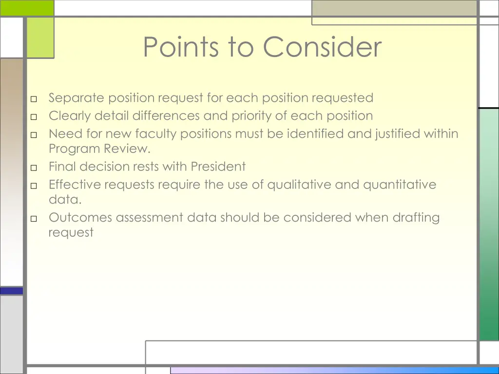 points to consider