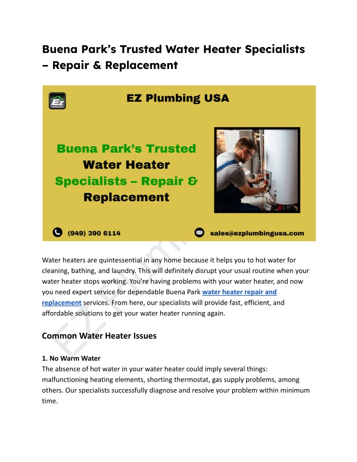 buena park s trusted water heater specialists