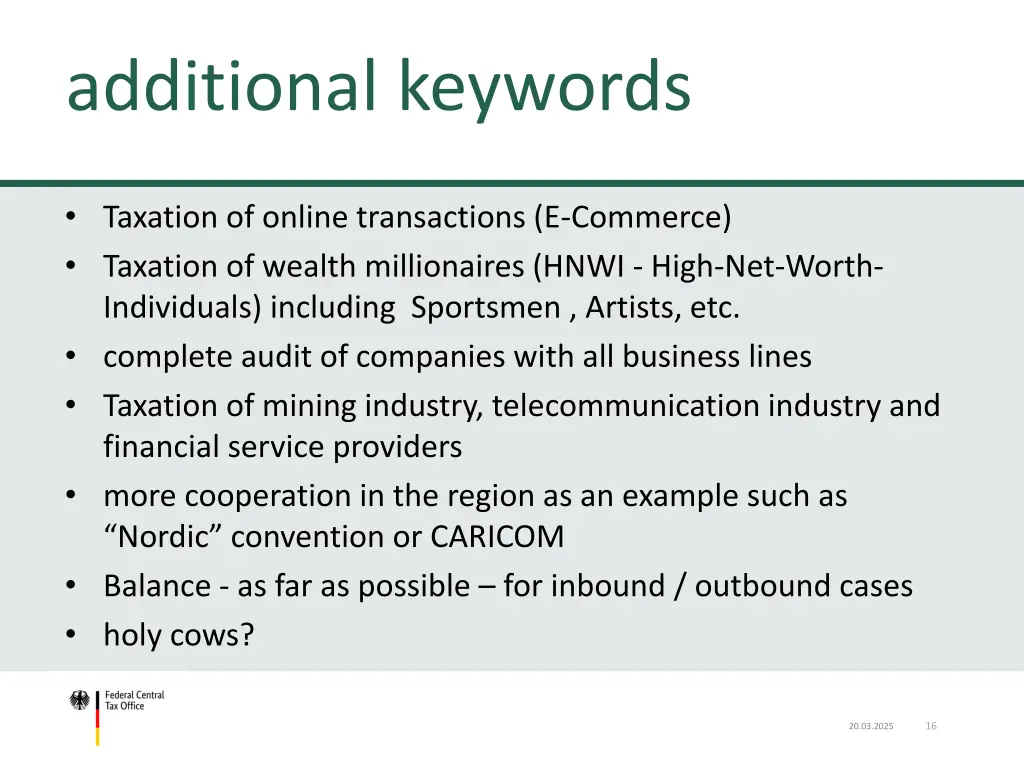 table of content additional keywords