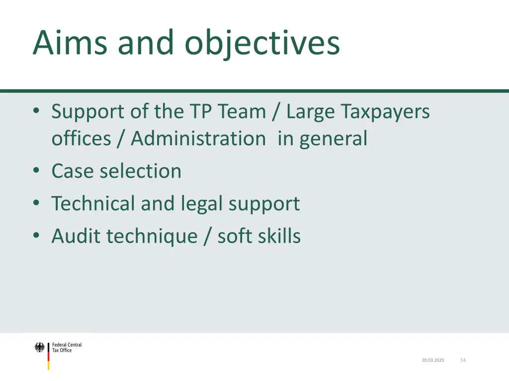 table of content aims and objectives
