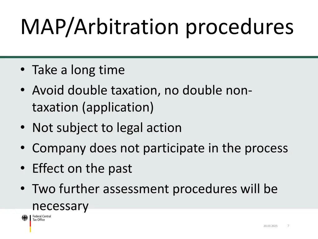 table of content map arbitration procedures