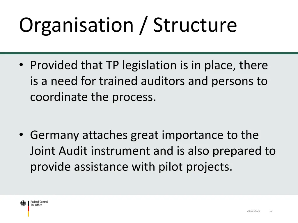 table of content organisation structure