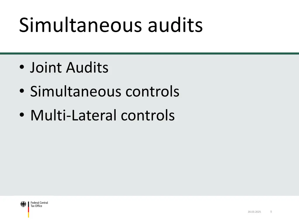 table of content simultaneous audits