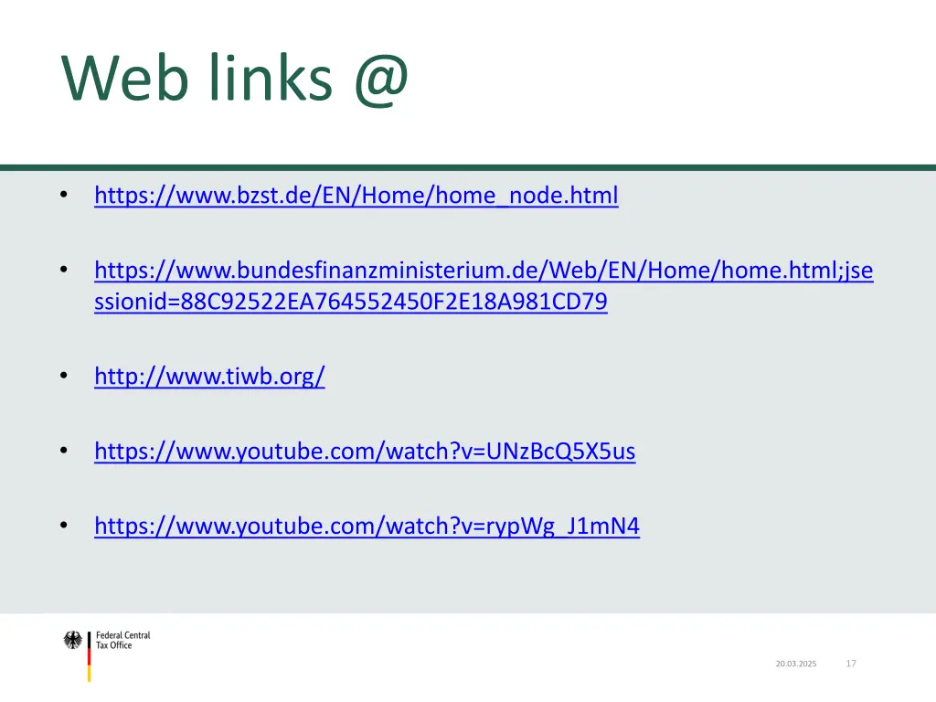table of content web links @