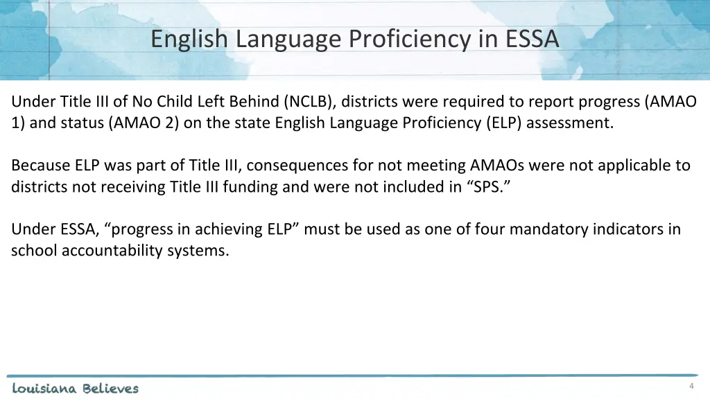 english language proficiency in essa